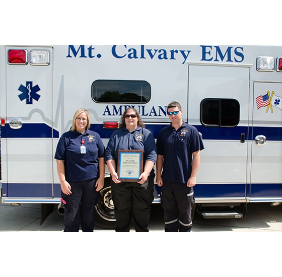 Mt. Calvary Ambulance personnel who accepted 2012 Scene Call of the Year Award<br>
Photo courtesy of Cara Wagner Photography